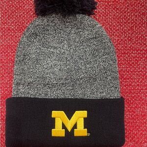 Gray and Black Knit Beanie with Michigan Logo